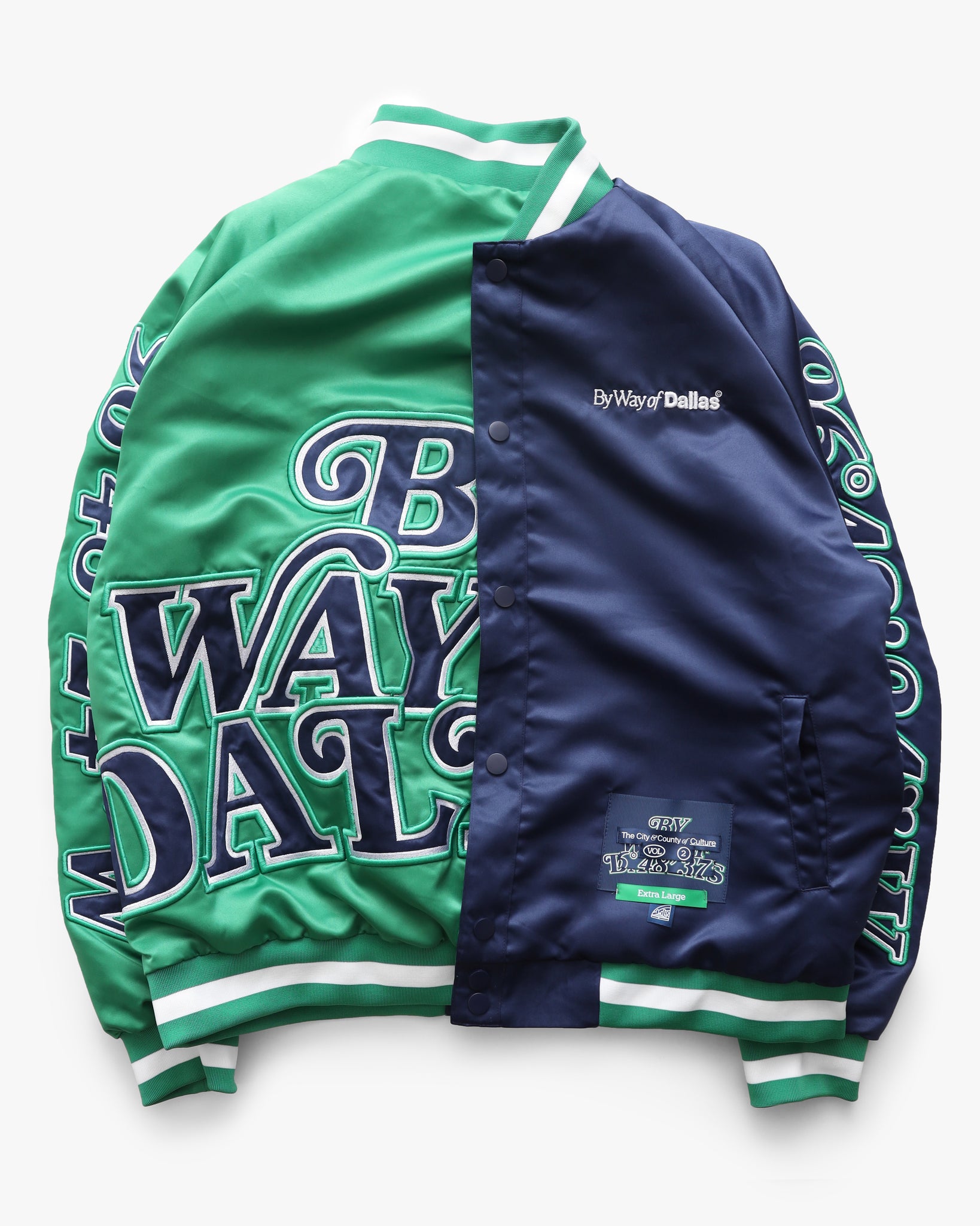 By Way of Dallas Reversible Satin Varsity Jacket